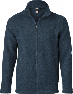 Uldfleece jakke, herrer jeans blå uldjakke, 100% økologisk merinould